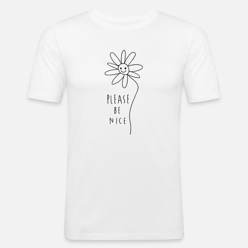 Please be nice – Friendly Minimal Statement - Men's Slim Fit T-Shirt - white