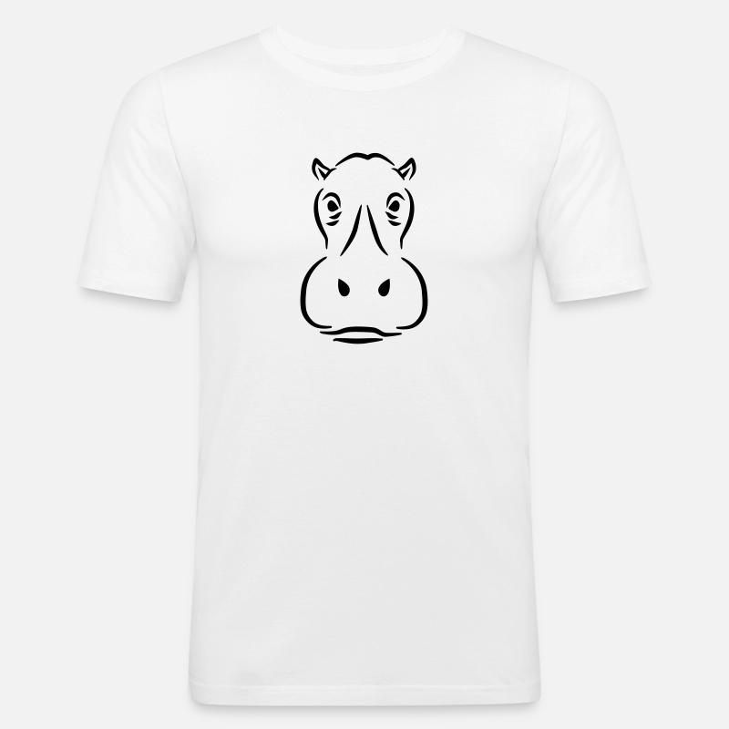 Nilpferd - Männer Slim Fit T-Shirt - Weiß