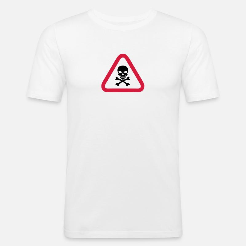 skull danger triangle panel 280) - Men's Slim Fit T-Shirt - white