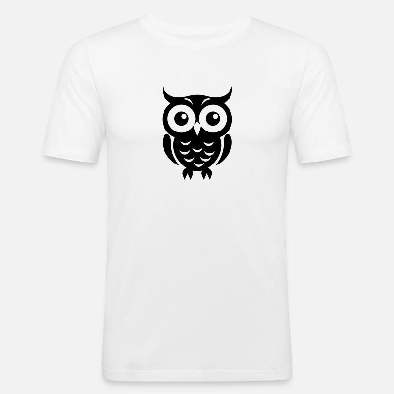 Eule - Männer Slim Fit T-Shirt - Weiß