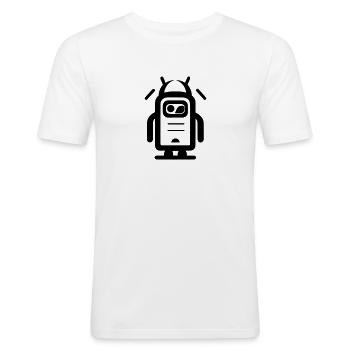 Kleiner Roboter - Männer Slim Fit T-Shirt - Weiß - Vorne - Nik (191cm)