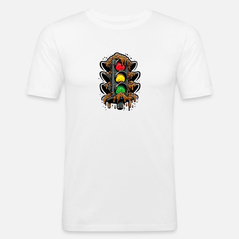 Klassische Deutsche Ampel - Männer Slim Fit T-Shirt - Weiß