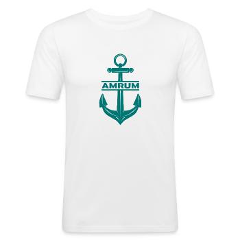 Amrum Anker Nordsee Ebbe Flut - Männer Slim Fit T-Shirt - Weiß - Vorne - Nik (191cm)