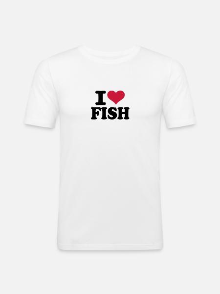 I love Fish - Männer Slim Fit T-Shirt - Weiß