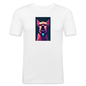 Dog with futuristic polygonal glasses - Men's Slim Fit T-Shirt - white - Front - Nik (191cm)