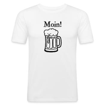 Moin! ein Bier - Männer Slim Fit T-Shirt - Weiß - Vorne - Nik (191cm)