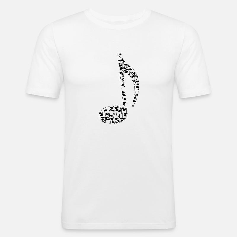 Noten-Note - Männer Slim Fit T-Shirt - Weiß