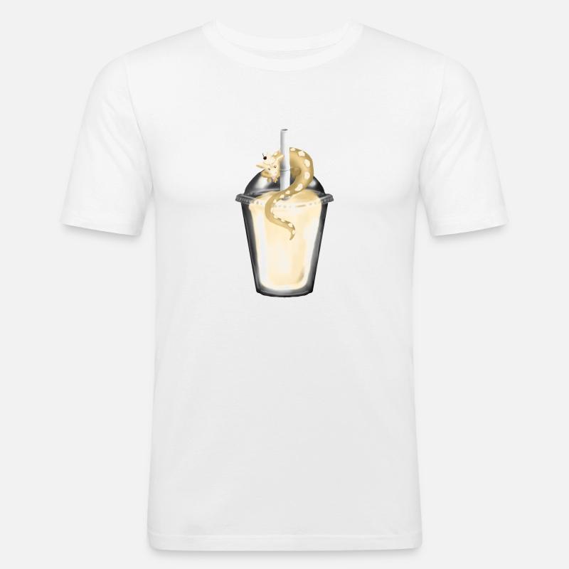 Milchshake mit Drache - Männer Slim Fit T-Shirt - Weiß
