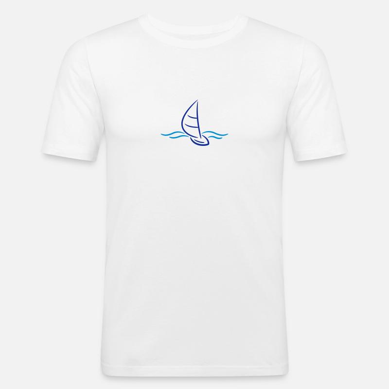 Sailing Boad And Waves Logo - T-shirt près du corps Homme - blanc