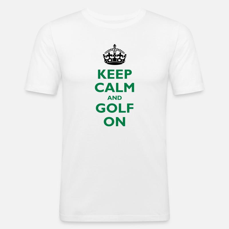 Keep calm and golf on - Männer Slim Fit T-Shirt - Weiß