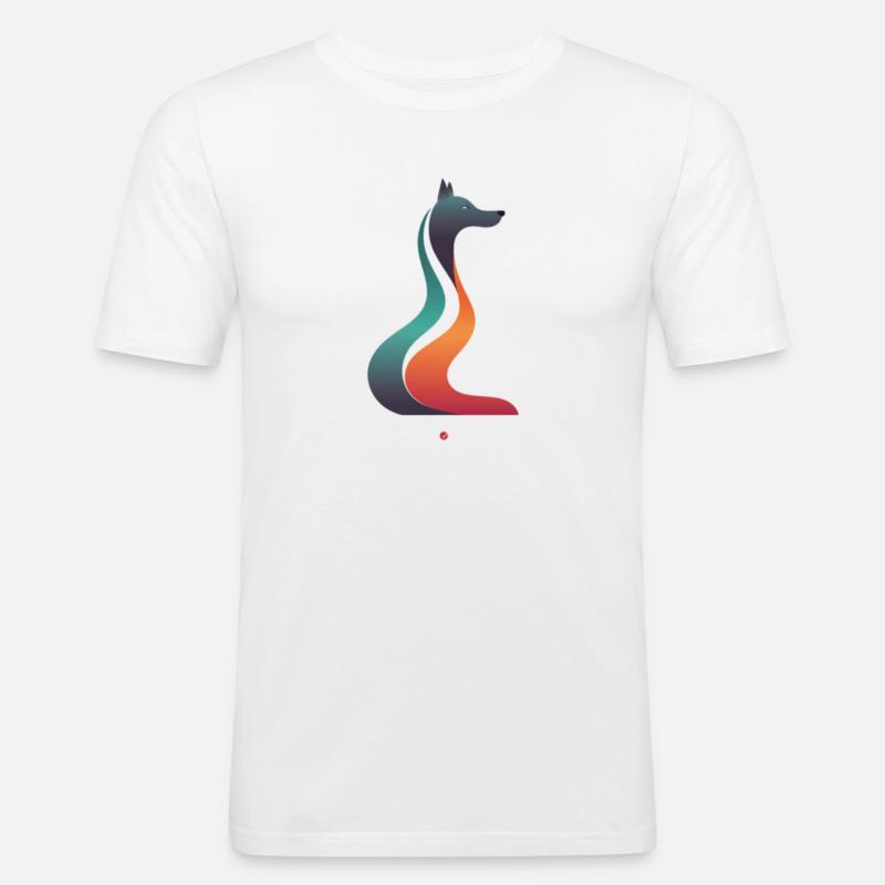 Fuchs Design, Fox - Männer Slim Fit T-Shirt - Weiß
