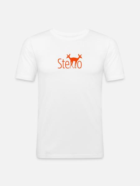 SteREHo Stereo - Männer Slim Fit T-Shirt - Weiß