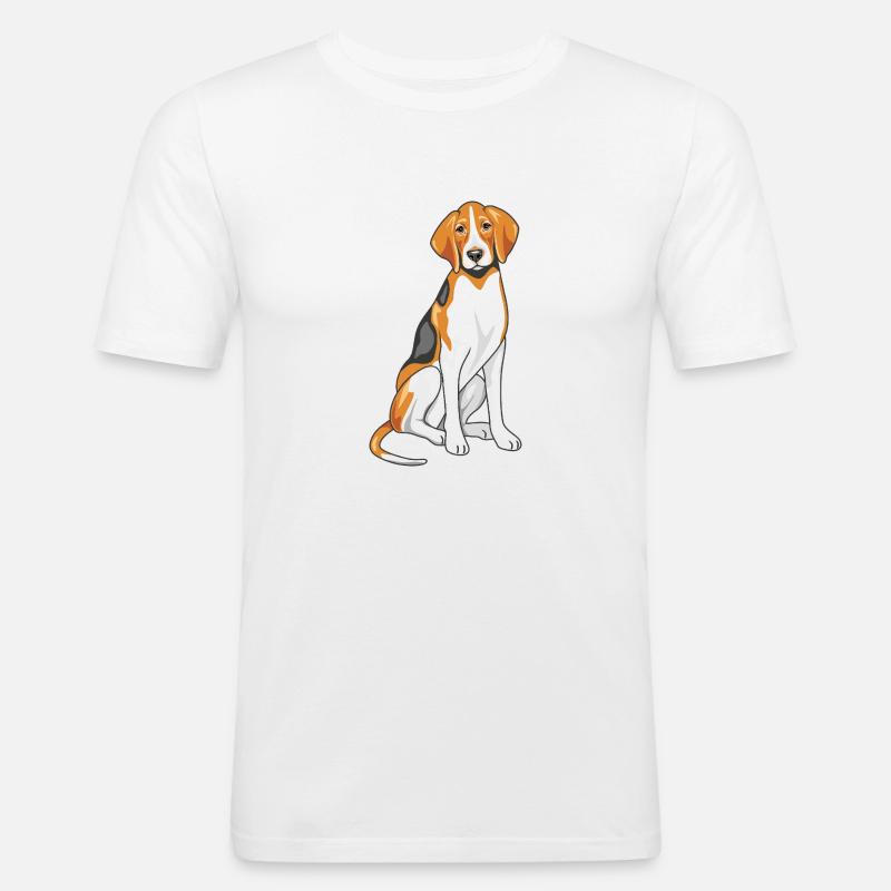 Foxhound assis - T-shirt près du corps Homme - blanc