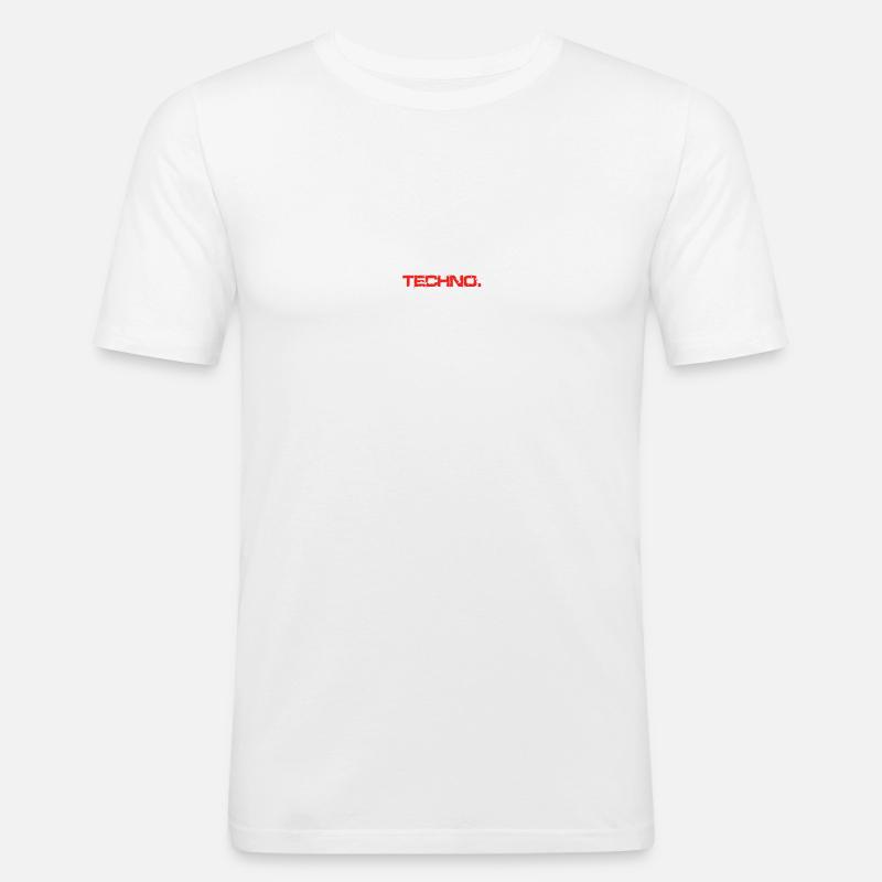 eat sleep repeat TECHNO - Männer Slim Fit T-Shirt - Weiß