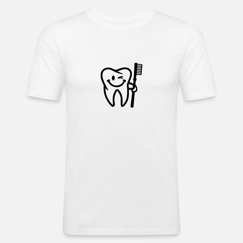 Zahn - Männer Slim Fit T-Shirt - Weiß