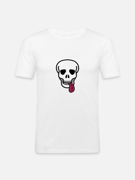 tongue skull - Männer Slim Fit T-Shirt - Weiß