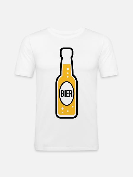 Bierflasche (Bier / Bierchen / POS 2C) - Männer Slim Fit T-Shirt - Weiß