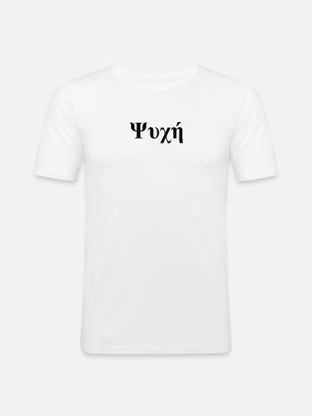 Griechisch "Seele" / "Soul" - Männer Slim Fit T-Shirt - Weiß