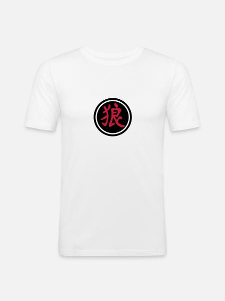 chinese_sign_wolf_b_2c - Men's Slim Fit T-Shirt - white