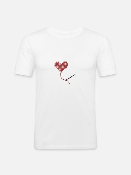 Mit Liebe nähen - Männer Slim Fit T-Shirt - Weiß