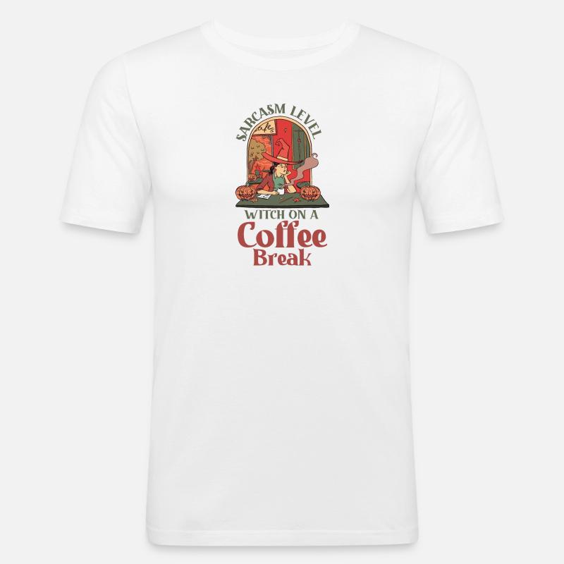 Anti-Halloween-Sarkastisch mit einer Kaffeepause - Männer Slim Fit T-Shirt - Weiß