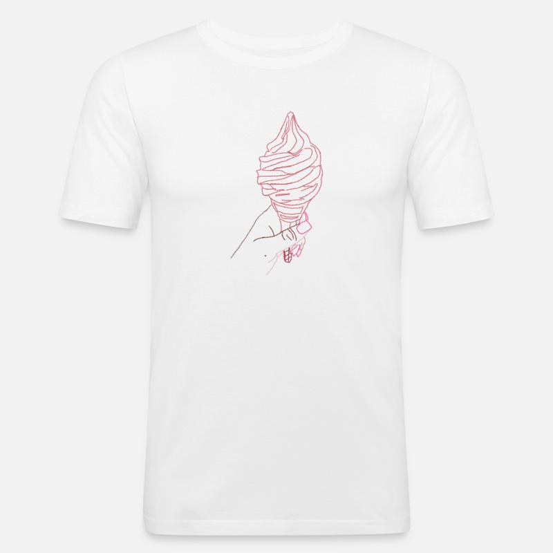 Julore Damenhand mit Eiscreme - Männer Slim Fit T-Shirt - Weiß