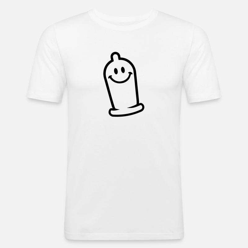 Kondom - Männer Slim Fit T-Shirt - Weiß