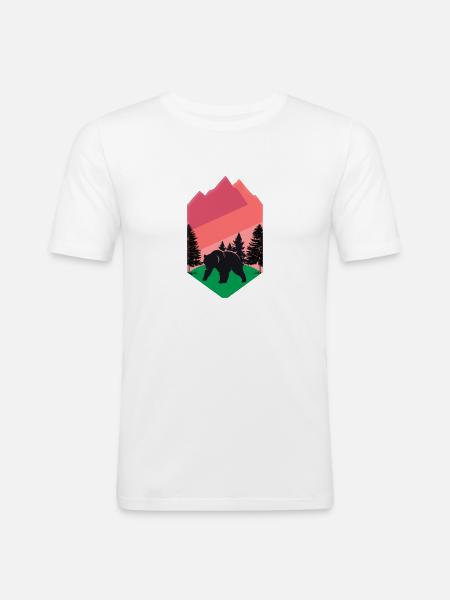 Grizzly Power - Männer Slim Fit T-Shirt - Weiß