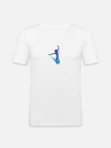 jump,tan,dancer,graffiti,blue,green,joy - Men's Slim Fit T-Shirt - white