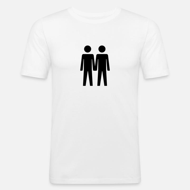 Två killar - Slim Fit T-shirt herr - vit