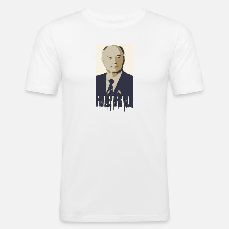 hero,graffiti,Michail Gorbatschow,Gorbatschow - Männer Slim Fit T-Shirt - Weiß