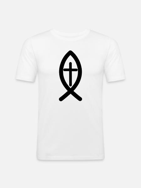 Jesus symbol - Men's Slim Fit T-Shirt - white