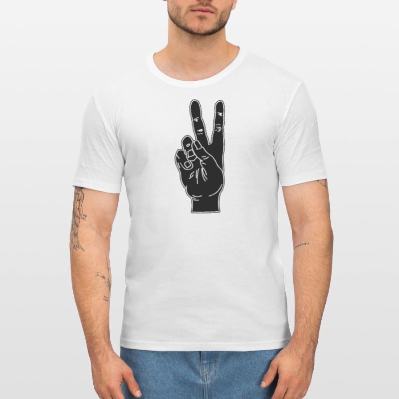 Black hand gesture peace Men's Slim Fit T-Shirt