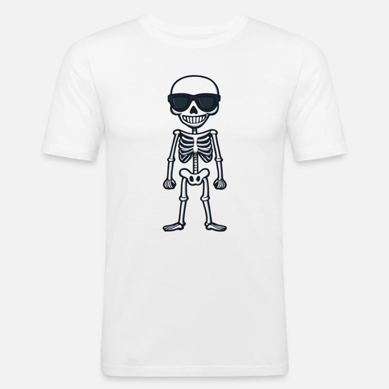 Skelett Comic Halloween Cool - Männer Slim Fit T-Shirt - Weiß