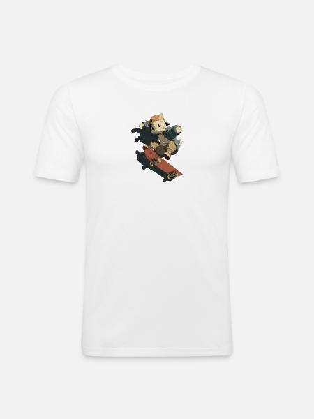 Skateboarding Cat Streetwear - Men's Slim Fit T-Shirt - white