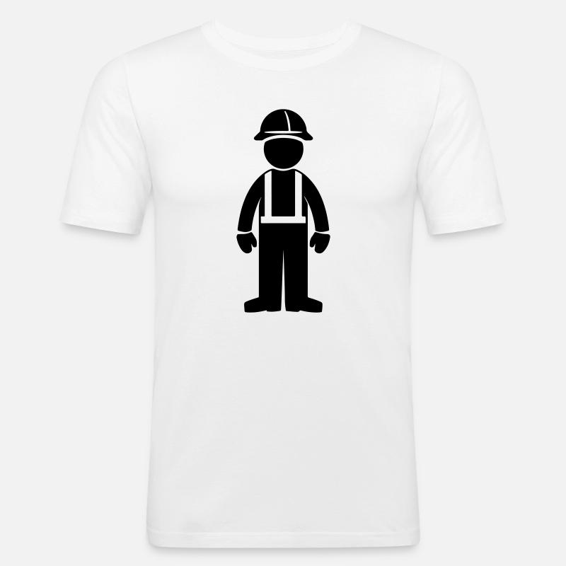 Bauarbeiter - Männer Slim Fit T-Shirt - Weiß