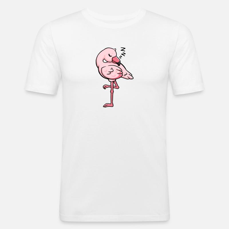 Flamingo schlafend Geschenkidee - Männer Slim Fit T-Shirt - Weiß