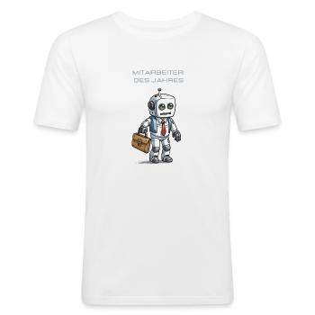 KI als Mitarbeiter des Jahres - Männer Slim Fit T-Shirt - Weiß - Vorne - Nik (191cm)