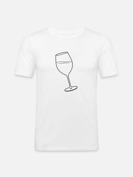 Weinglas - Männer Slim Fit T-Shirt - Weiß