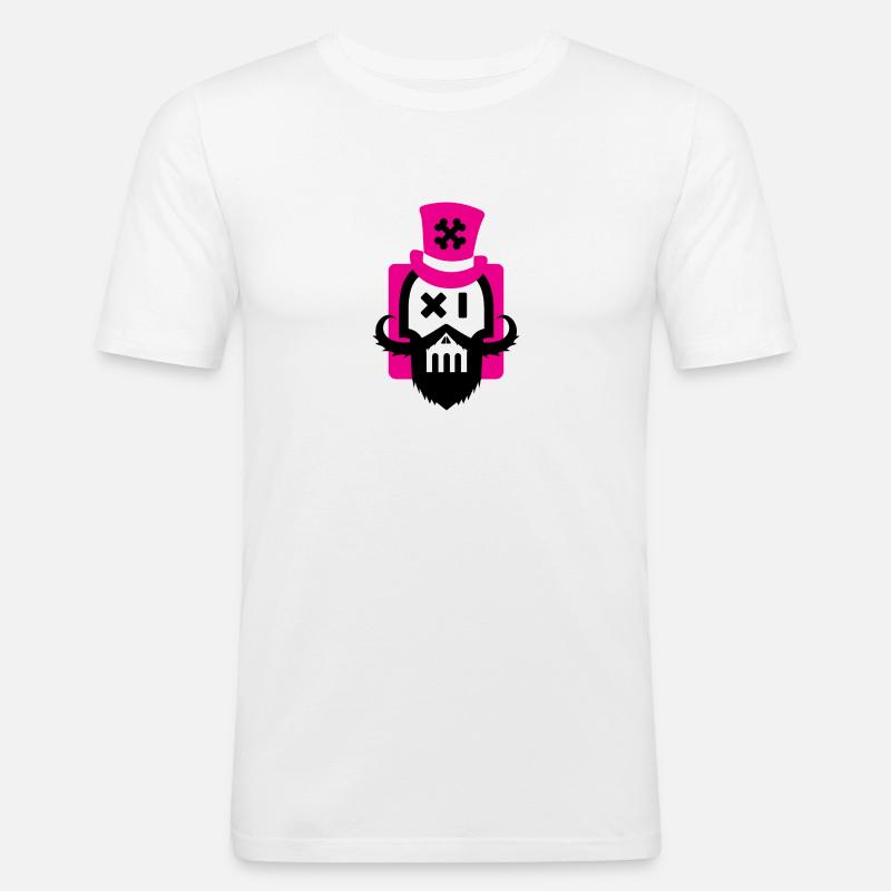 Bartschädel Magenta - Männer Slim Fit T-Shirt - Weiß