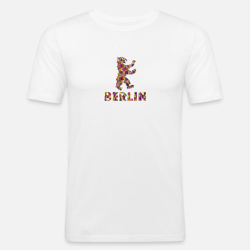 Berlin Pixel Pride - Männer Slim Fit T-Shirt - Weiß
