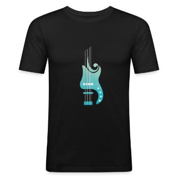 Amateur de basse | Basse | Turquoise dégradé - T-shirt près du corps Homme - noir - Devant - Nik (191cm)