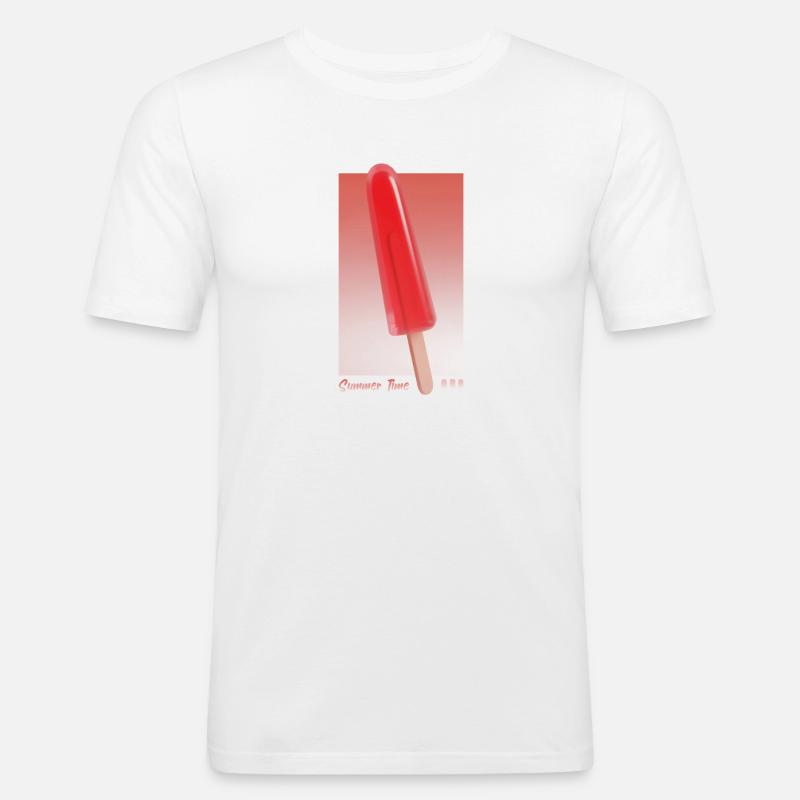 Summertime - Rote Version - Männer Slim Fit T-Shirt - Weiß