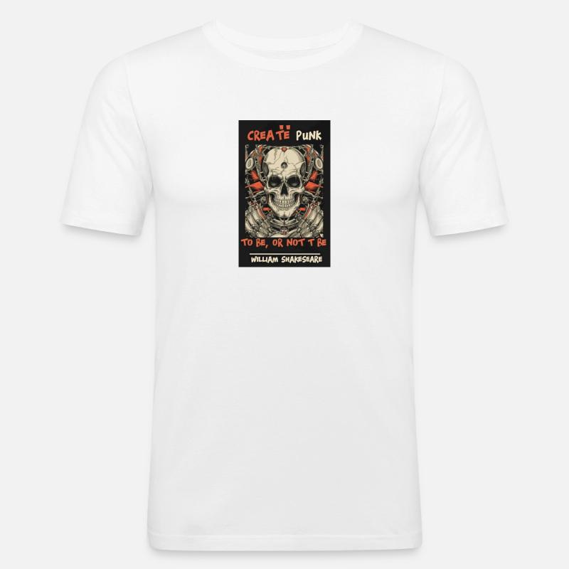 Totenkopf-Poster soll sein oder nicht - Männer Slim Fit T-Shirt - Weiß