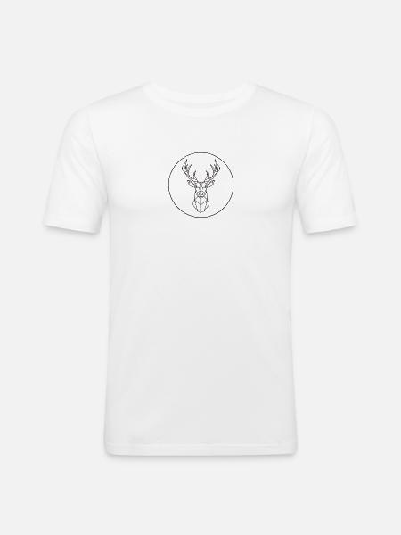 Detail Hirsch - Männer Slim Fit T-Shirt - Weiß