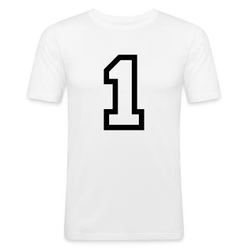 Number one - Männer Slim Fit T-Shirt - Weiß - Vorne - Nik (191cm)