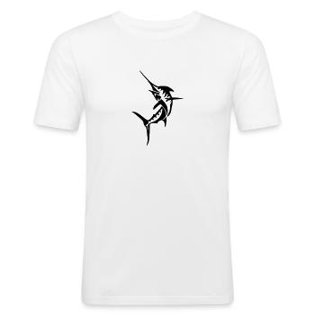 Schwertfisch - Männer Slim Fit T-Shirt - Weiß - Vorne - Nik (191cm)