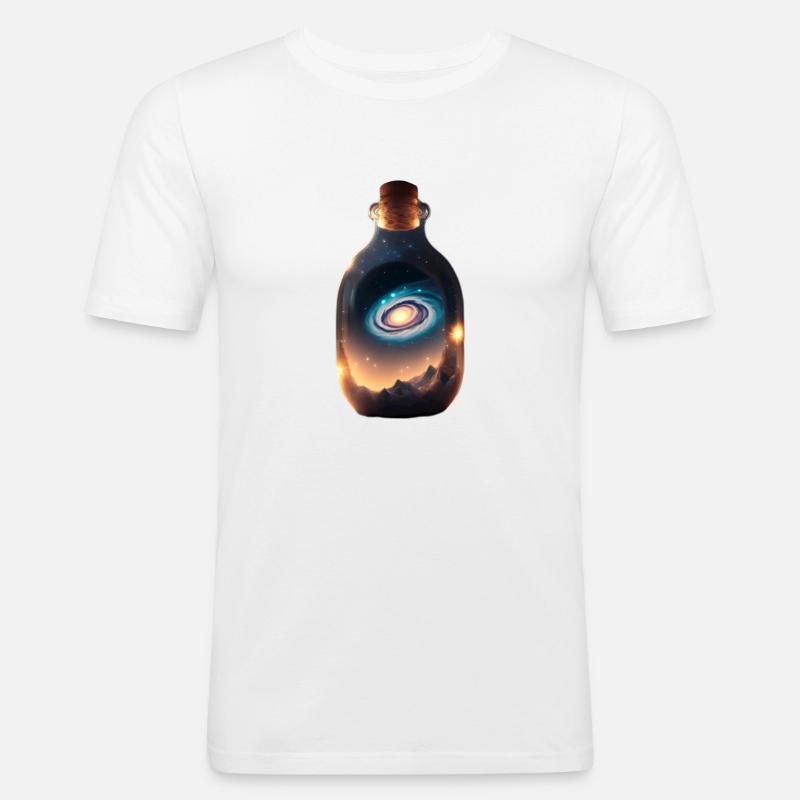 Die Milchstrasse in einer Flasche - Männer Slim Fit T-Shirt - Weiß