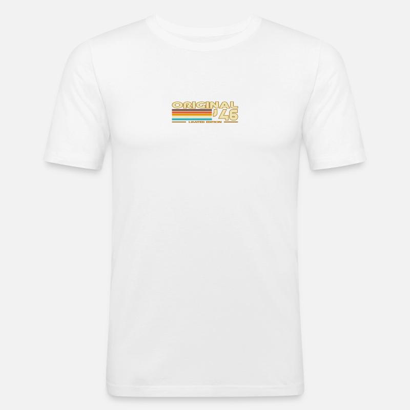 Originale 46 Pastellstreifen - Männer Slim Fit T-Shirt - Weiß