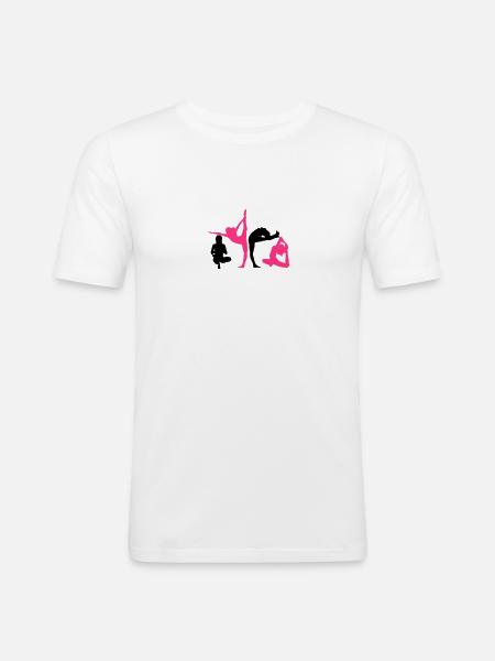 4 women in yoga exercise - Men's Slim Fit T-Shirt - white